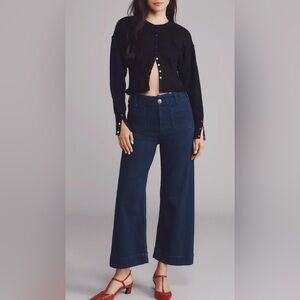 Pilcro Anthropologie Colette wide leg Dark Blue Denim Jeans
